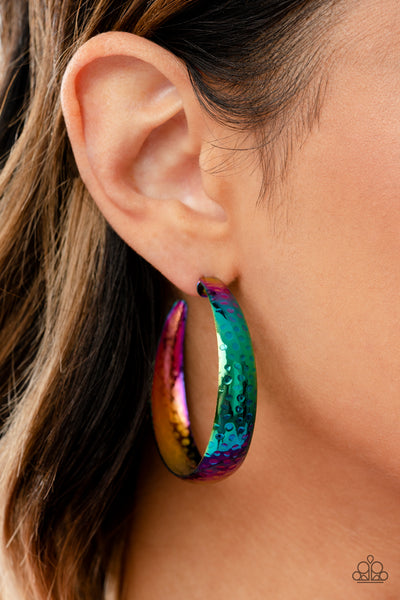 Futuristic Flavor - Paparazzi - Multi Oil Spill Life of the Party Hoop Earrings