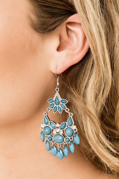 Garden Dream – Paparazzi – Blue Bead Silver Frame Chandelier Earring 2019 Convention Exclusive