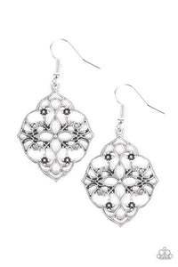 Garden Mandala - Paparazzi - Silver Floral Filigree Earrings