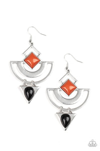 Geo Gypsy - Paparazzi - Multi Black and Brown Triangular Tribal Frame Earrings