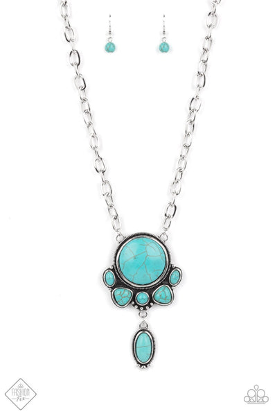 Geographically Gorgeous - Paparazzi - Blue Turquoise Silver Necklace Fashion Fix Exclusive