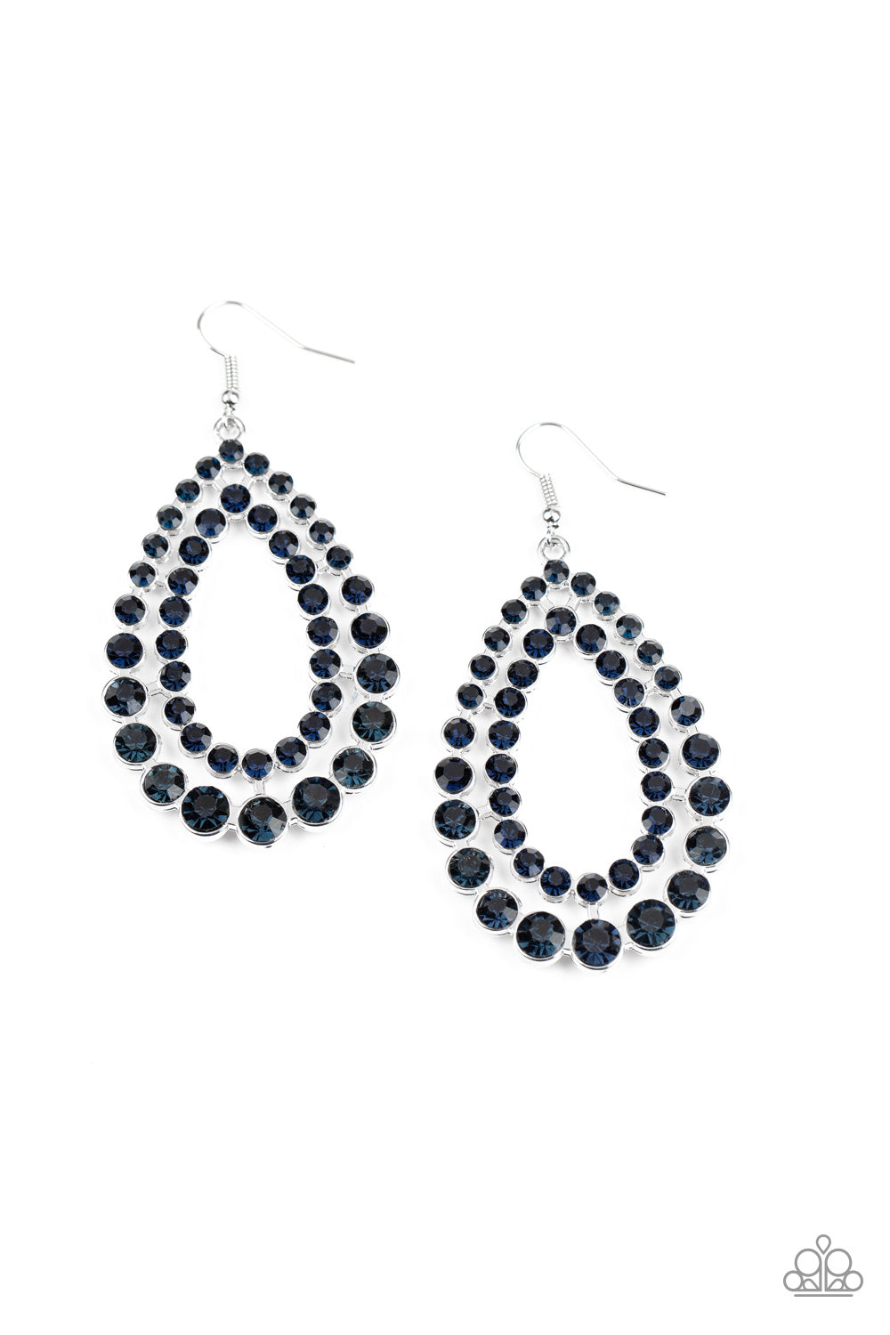 Glacial Glaze - Paparazzi - Blue Tiered Rhinestone Teardrop Earrings