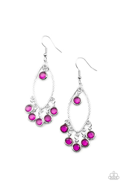 Glassy Grotto - Paparazzi - Purple Gem Chandelier Earrings