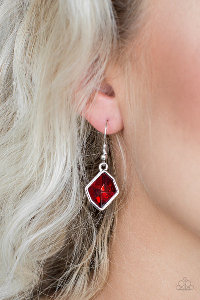 Glow It Up - Paparazzi - Red Gem Earrings