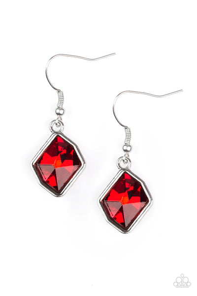 Glow It Up - Paparazzi - Red Gem Earrings