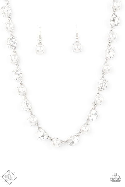 Go-Getter Gleam - Paparazzi - White Pearl and Rhinestone Necklace