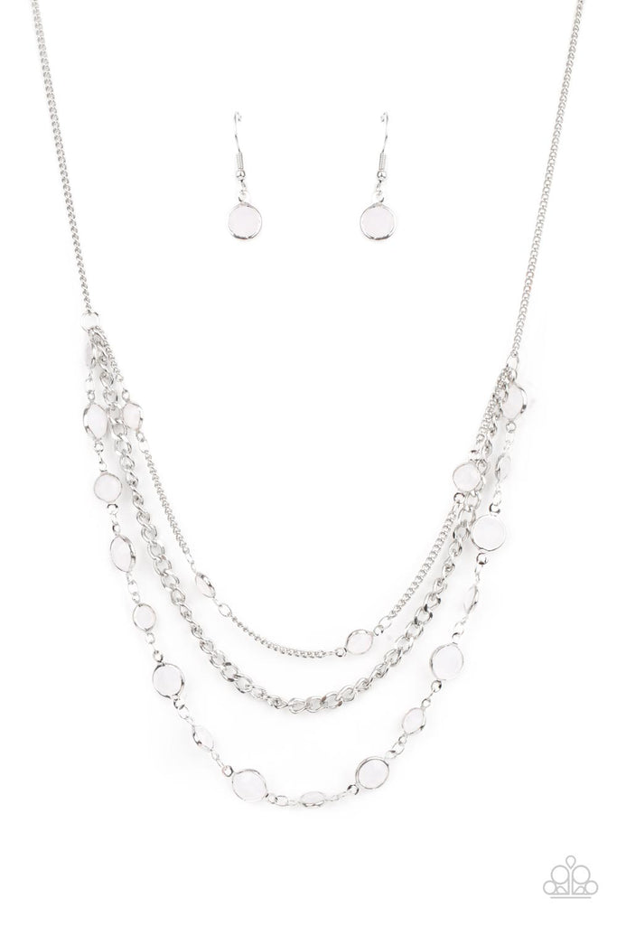 Scratched Shimmer - White and Silver Necklace - Paparazzi Accessories –  Bejeweled Accessories By Kristie