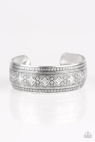 Gorgeously Gypsy - Paparazzi - Silver Floral Cuff Bracelet