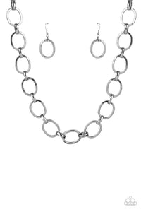 HAUTE-ly Contested - Paparazzi - Black Gunmetal Link Necklace