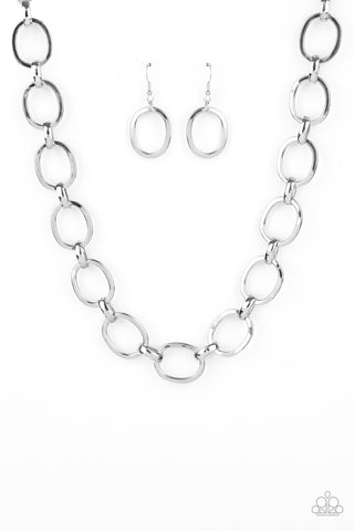 HAUTE-ly Contested - Paparazzi - Silver Large Oval Link Necklace