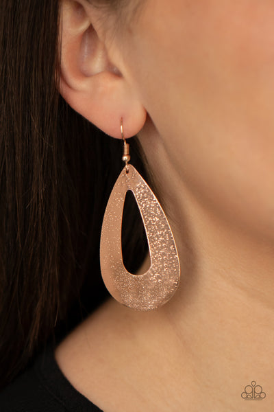 Hand It OVAL! - Paparazzi - Rose Gold Textured Teardrop Earrings