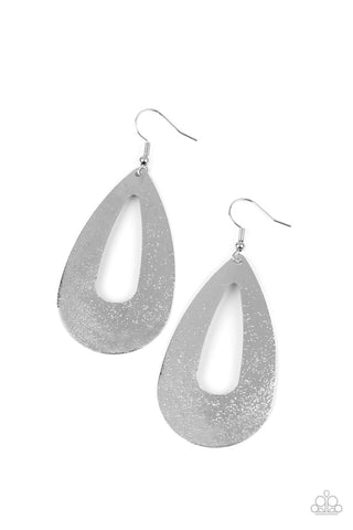 Hand It OVAL! - Paparazzi - Silver Hammered Teardrop Earrings