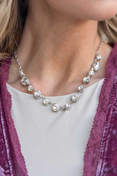 Hands Off the Crown! - Paparazzi - White Rhinestone Fashion Fix February 2022 Necklace