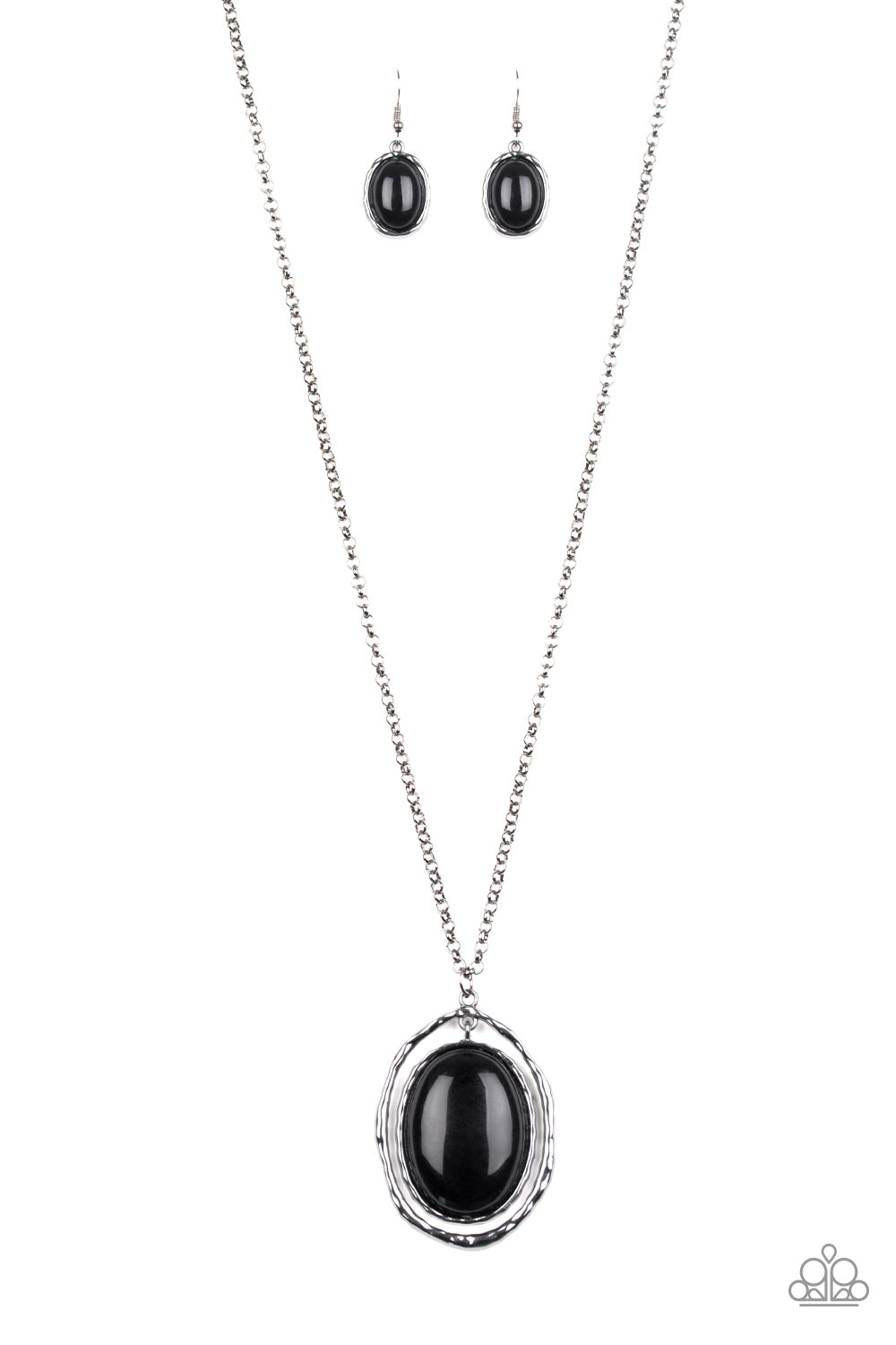 Harbor Harmony - Paparazzi - Black Oval Gunmetal Pendant Necklace