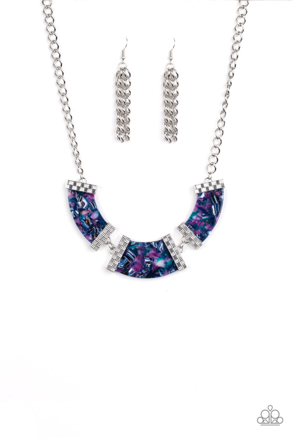 Haute-Blooded - Paparazzi - Purple Acrylic Silver Frame Necklace