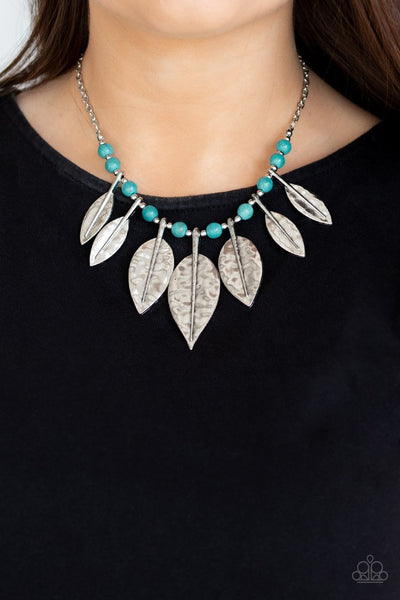 Highland Harvester - Paparazzi - Blue Turquoise Leaf Necklace