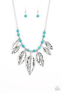 Highland Harvester - Paparazzi - Blue Turquoise Leaf Necklace