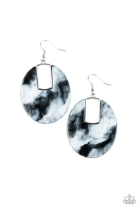 Haute Heiress - Paparazzi - Black Faux Marble Acrylic Earrings