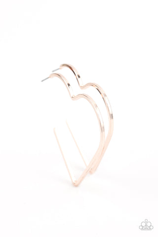 I HEART a Rumor - Paparazzi - Rose Gold Heart Hoop Earrings