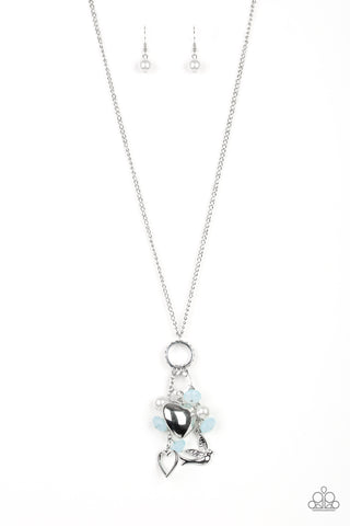 I Will Fly - Paparazzi - Blue Bead Heart Bird Cluster Pearl Necklace