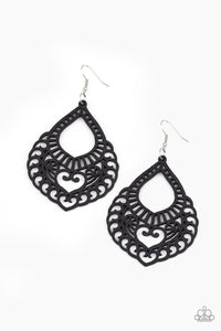 If You WOOD Be So Kind - Paparazzi - Black Wooden Filigree Earrings