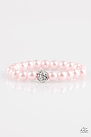 Im Here For The Bride - Paparazzi - Pink Pearl Rhinestone Bead Stretchy Bracelet