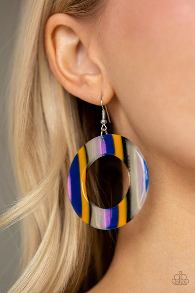 In Retrospect - Paparazzi - Blue Multi Acrylic Circle Earrings