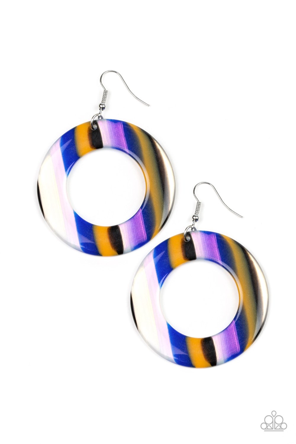 In Retrospect - Paparazzi - Blue Multi Acrylic Circle Earrings