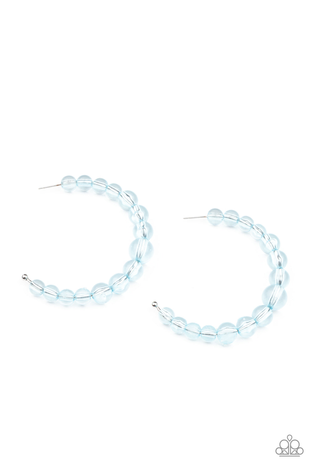 In The Clear - Paparazzi - Blue Glassy Bead Hoop Earrings