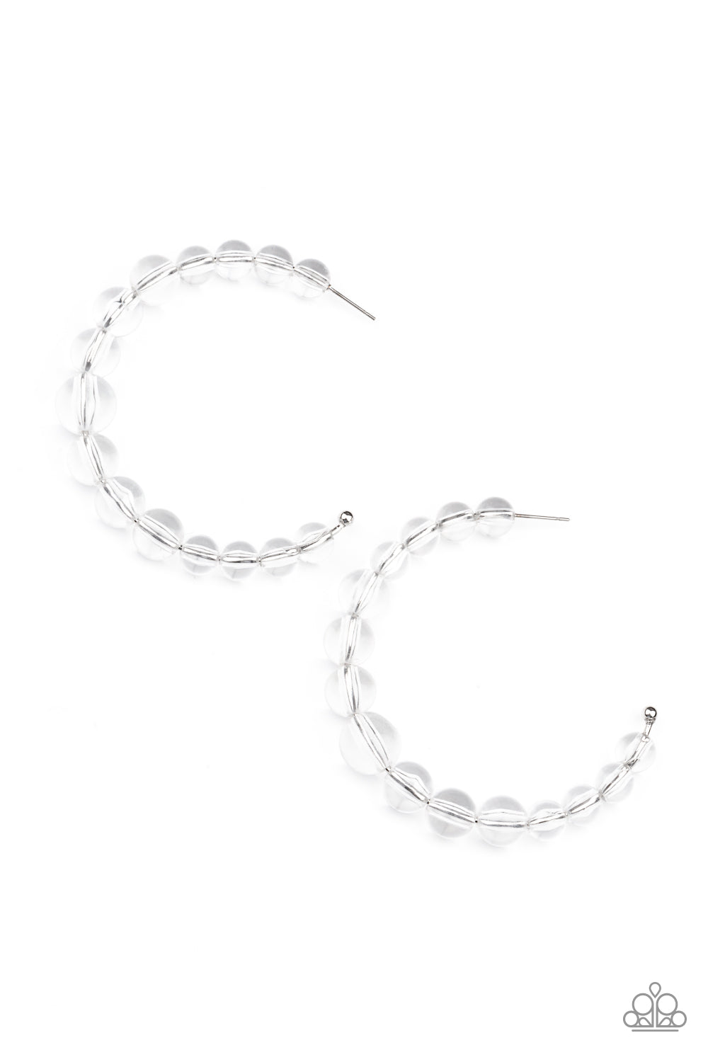 In The Clear - Paparazzi - White Clear Bead Hoop Earrings