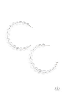 In The Clear - Paparazzi - White Clear Bead Hoop Earrings