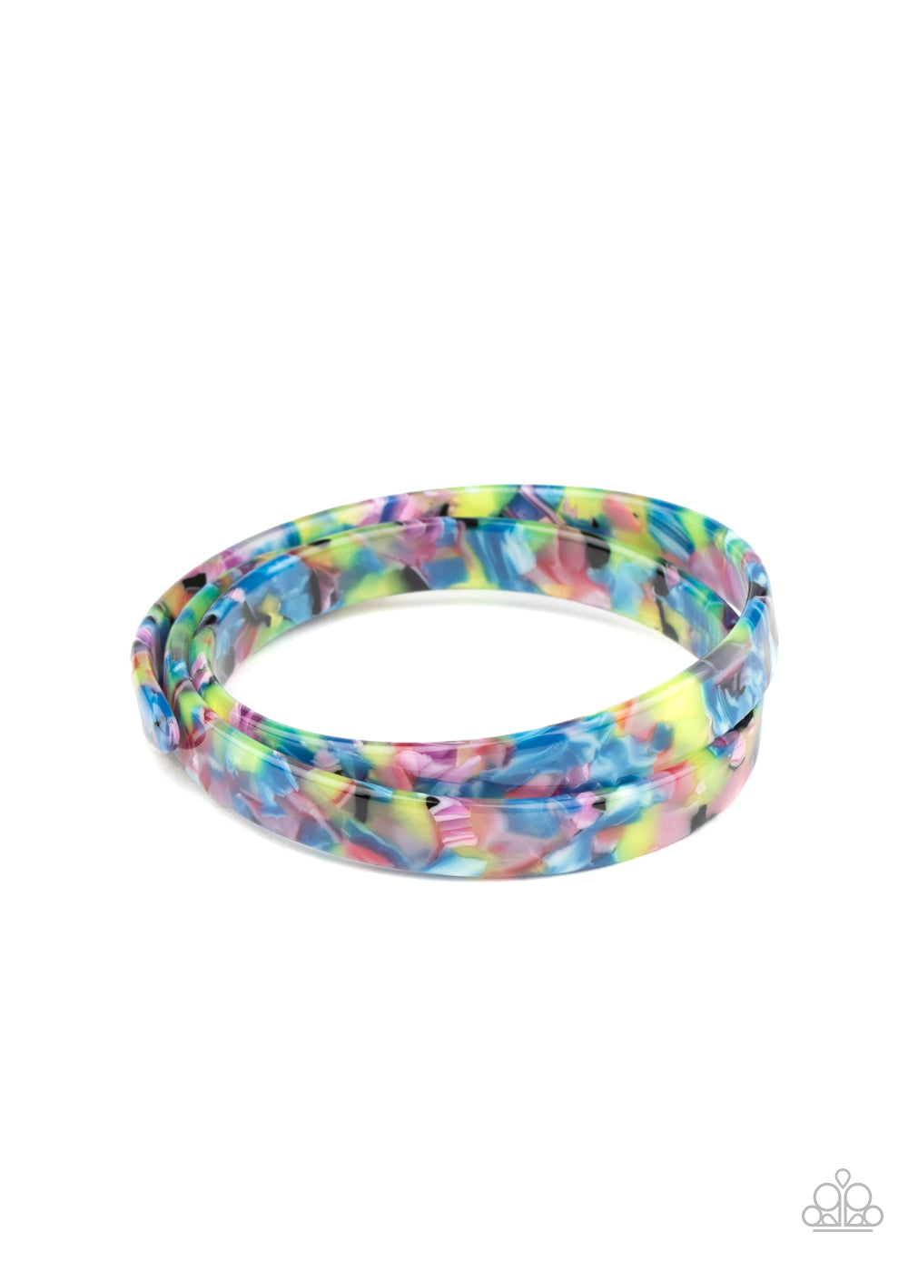 In The HAUTE Zone - Paparazzi - Multi Colored Tortoise Shell Acrylic Coil Bracelet