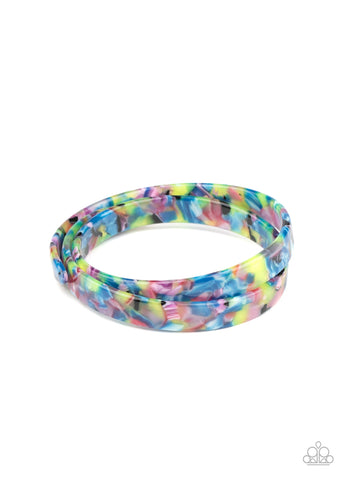 In The HAUTE Zone - Paparazzi - Multi Colored Tortoise Shell Acrylic Coil Bracelet