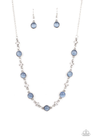 Inner Illumination - Paparazzi - Blue Cat's Eye Moonstone White Rhinestone Necklace