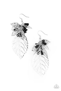 Instant Re-LEAF - Paparazzi - Black Bead Silver Leaf Earrings