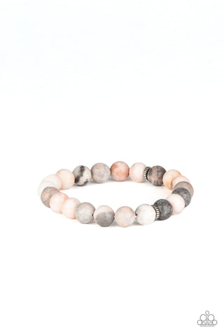 Invigorated - Paparazzi - Multi Pink, Gray and White Stone Stretchy Bracelet