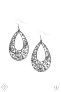 Iridescently Ivy - Paparazzi - Silver Vine Filigree Teardrop Earrings