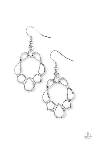 Its Rude to STEER - Paparazzi - White Bead Silver Frame Earrings