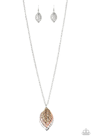 Just Be-LEAF - Paparazzi - Multi Brass Copper and Silver Leaf Necklace