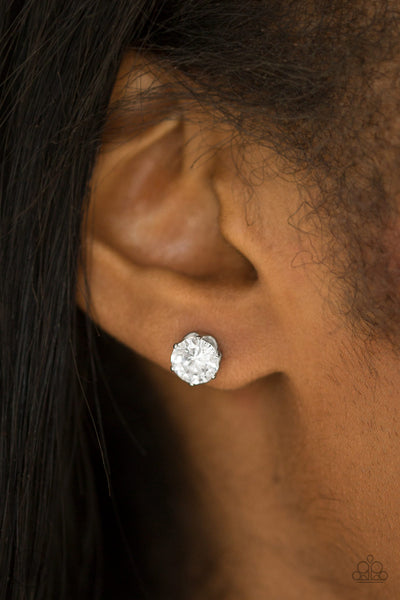 Just In TIMELESS - Paparazzi - White Rhinestone Post Earrings