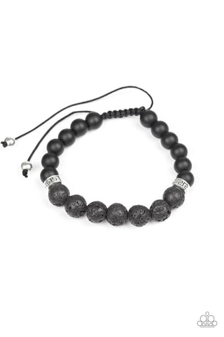 Keep Your Cool - Paparazzi - Black Stone Lava Bead Urban Sliding Knot Bracelet