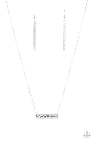 Land Of The Free - Paparazzi- Silver Bar Americana Necklace