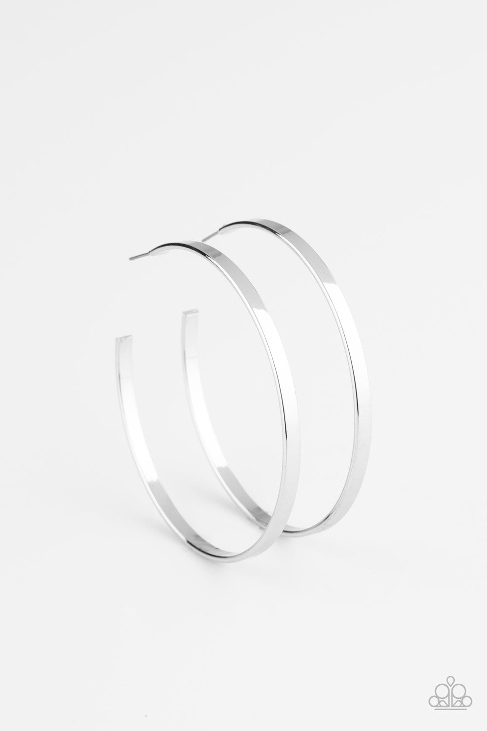 Lean Into The Curves - Paparazzi - Silver Flat Hoop Earrings