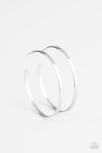 Lean Into The Curves - Paparazzi - Silver Flat Hoop Earrings