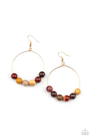 Let It Slide - Paparazzi - Multi Stone Gold Circle Earrings