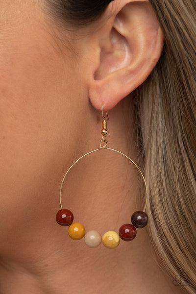 Let It Slide - Paparazzi - Multi Stone Gold Circle Earrings