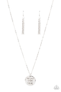 Light It Up - Paparazzi - Silver "Let Your Light Shine" Dainty Disc Necklace