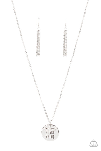 Light It Up - Paparazzi - Silver "Let Your Light Shine" Dainty Disc Necklace