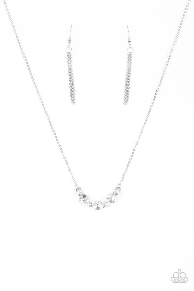 Loaded Dice - Paparazzi - White Cube Rhinestone Necklace