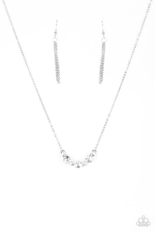 Loaded Dice - Paparazzi - White Cube Rhinestone Necklace